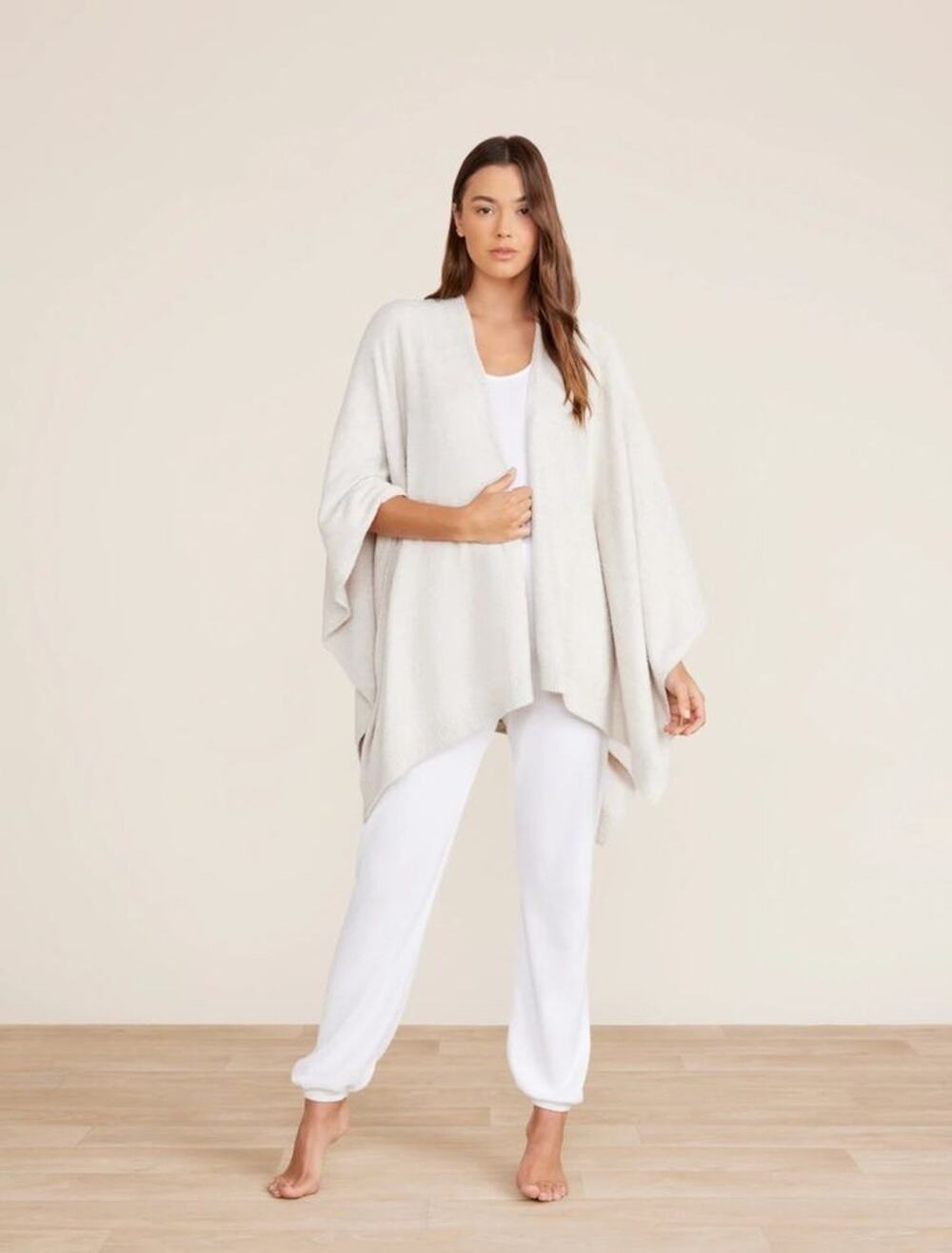 Barefoot Dreams CozyChic Lite Weekend Wrap Open Front Effortless Beige One Size